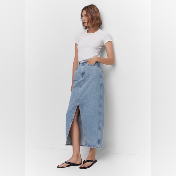 Mango Dresses & Skirts - Mango slit denim skirt
